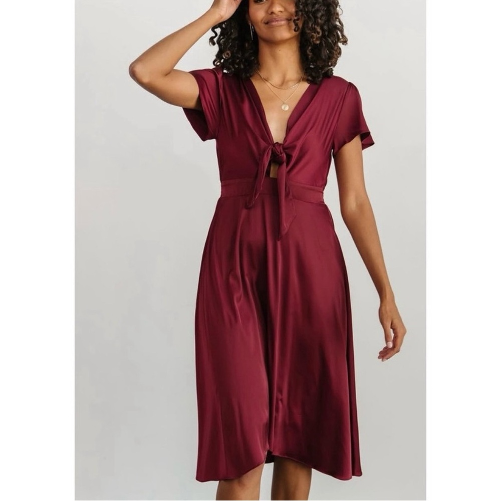 NWT Baltic Born Wine Satin Poppy Midi Dress